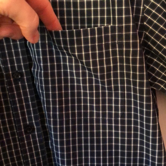 Roundtree & Yorke Blue & White Checkered Plaid Short Sleeve Button Down Mens L - Picture 5 of 12